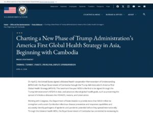 US, Cambodia Seal $36 Million Health Cooperation Framework